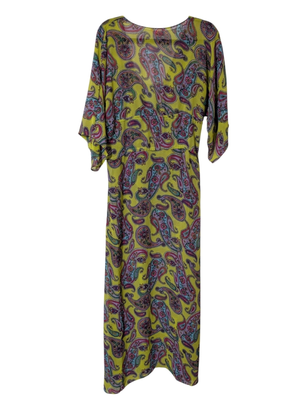 CIA. Maritima Bright Yellow Paisley Maxi Swim Coverup with Tie Waist - Picture 3 of 10